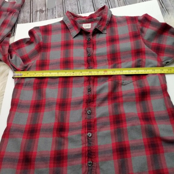 J.Crew Factory Button Up Shirt Medium Red & Gray - Picture 12 of 15
